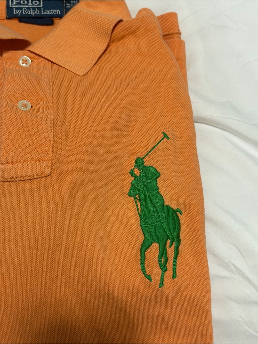 Polo by Ralph Lauren Orange Polo with Green Pony - Picture 4 of 7